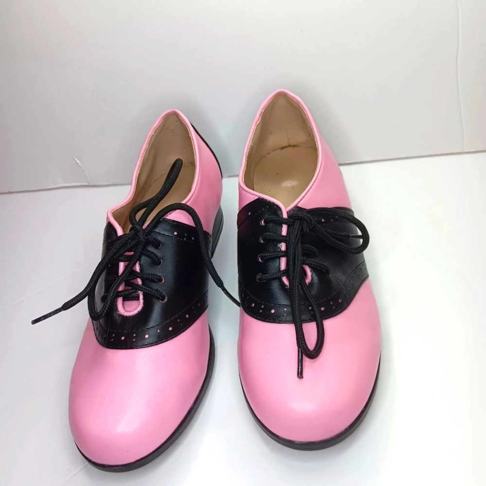 50s ste Mary Jane pink and black sz6